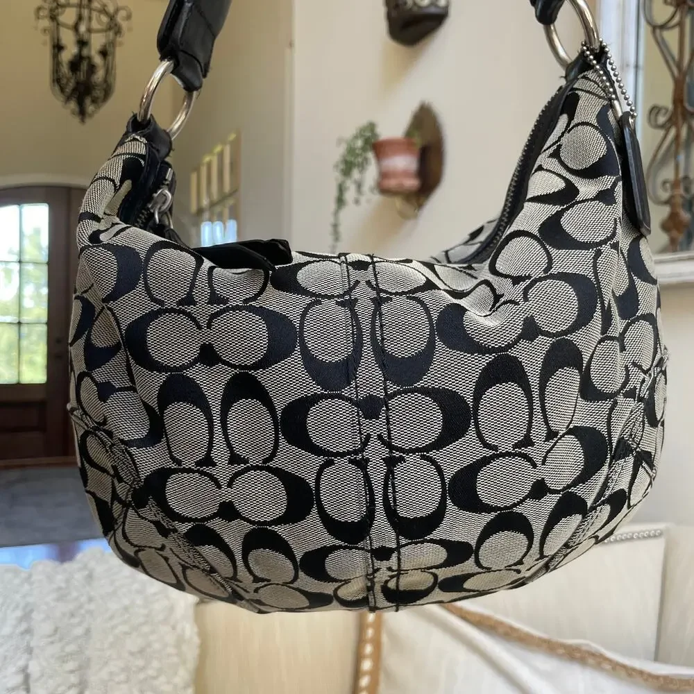 Coach Soho Signature Braided Hobo 11858 Black Jacquard